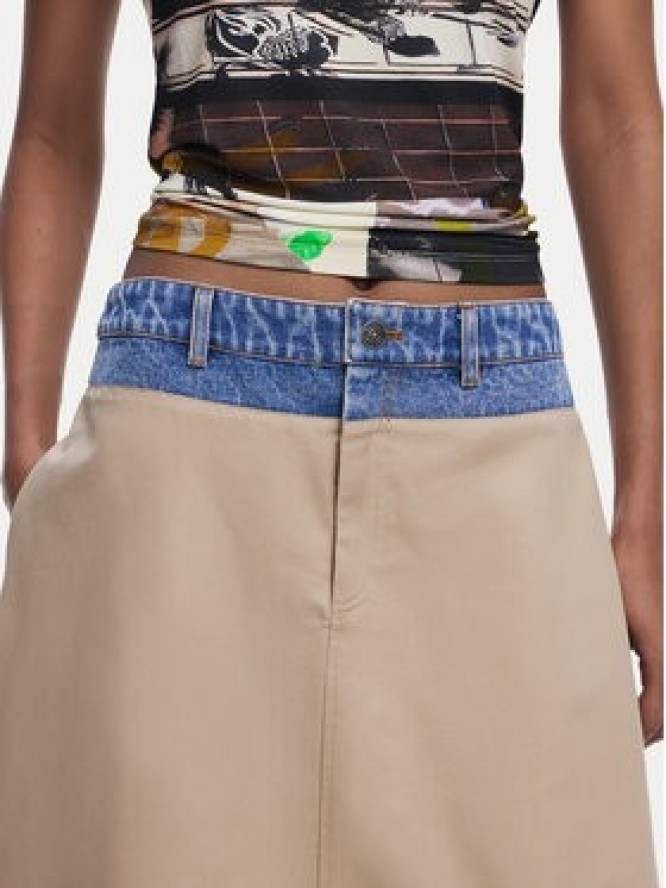 Desigual Spódnica trapezowa Barcelo 25SWFW12 Beżowy Regular Fit