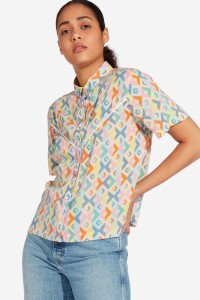 WRANGLER AZTEK SHIRT DAMSKA KOSZULA Z KRÓTKIM RĘKAWEM TANGERINE W5N2TIXUJ 112130263