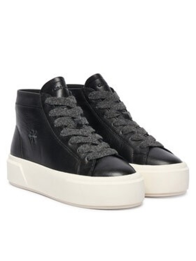 Calvin Klein Sneakersy Flatform Mid Laceup Lth Wl HW0HW03230 Czarny
