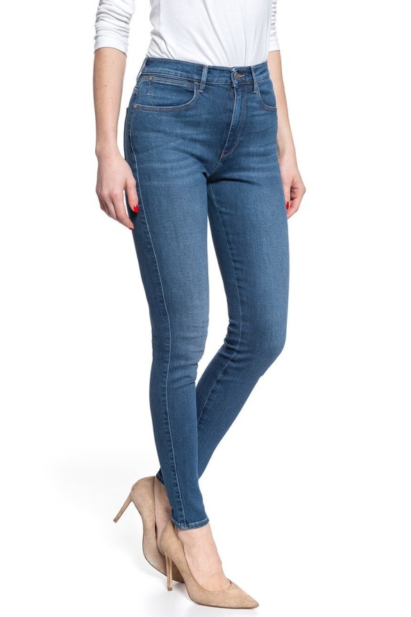 DAMSKIE SPODNIE JEANSOWE WRANGLER HIGH RISE SKINNY MID INDIGO W27HVQX8E 112128135
