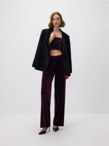 Welurowe spodnie - ciemnofioletowy