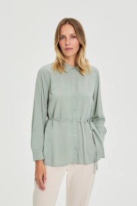 Koszula z wiązaniem oliwkowa