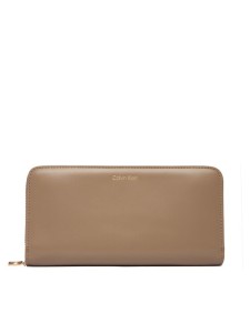 Calvin Klein Portfel Ck Large Zip Around LV04F1093G Beżowy