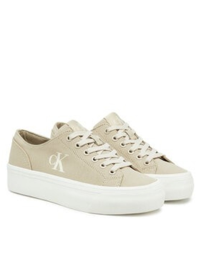 Calvin Klein Jeans Tenisówki Vulc Flatform Low Cv Mg YW0YW01763 Beżowy