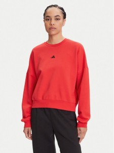 adidas Bluza Essentials Small Logo Feelcozy JI6061 Czerwony Loose Fit