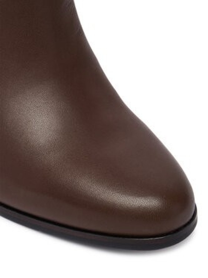 LAUREN RALPH LAUREN Botki Brooke II Calfskin Bootie Heel 802974475003 Brązowy
