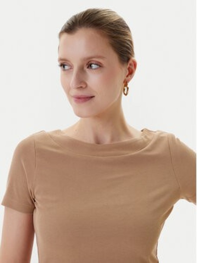 Guess T-Shirt W5YP14 KAQL2 Beżowy Regular Fit