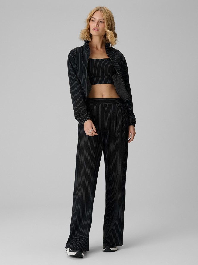 4F Crop-top slim w paski damski - czarny S