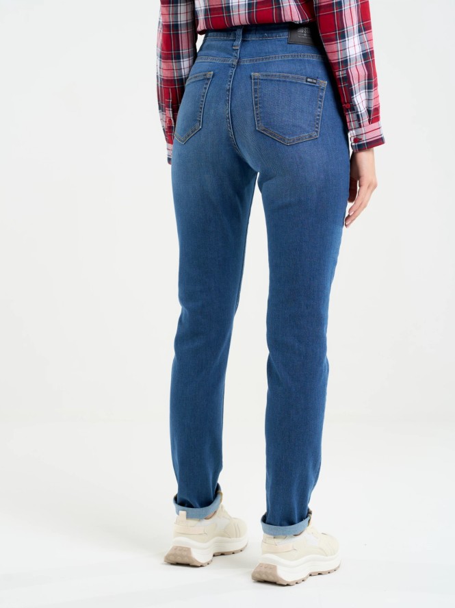 Jeansy damskie z wysokim stanem niebieskie Katrina High Waist 344