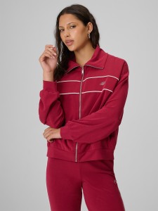 4F Bluza dresowa loose bez kaptura damska - burgundowa S