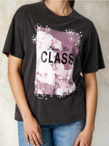 Koszulka z ozdobnym nadrukiem - fioletowy