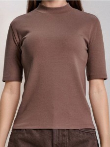 Bawełniana koszulka basic - brązowy