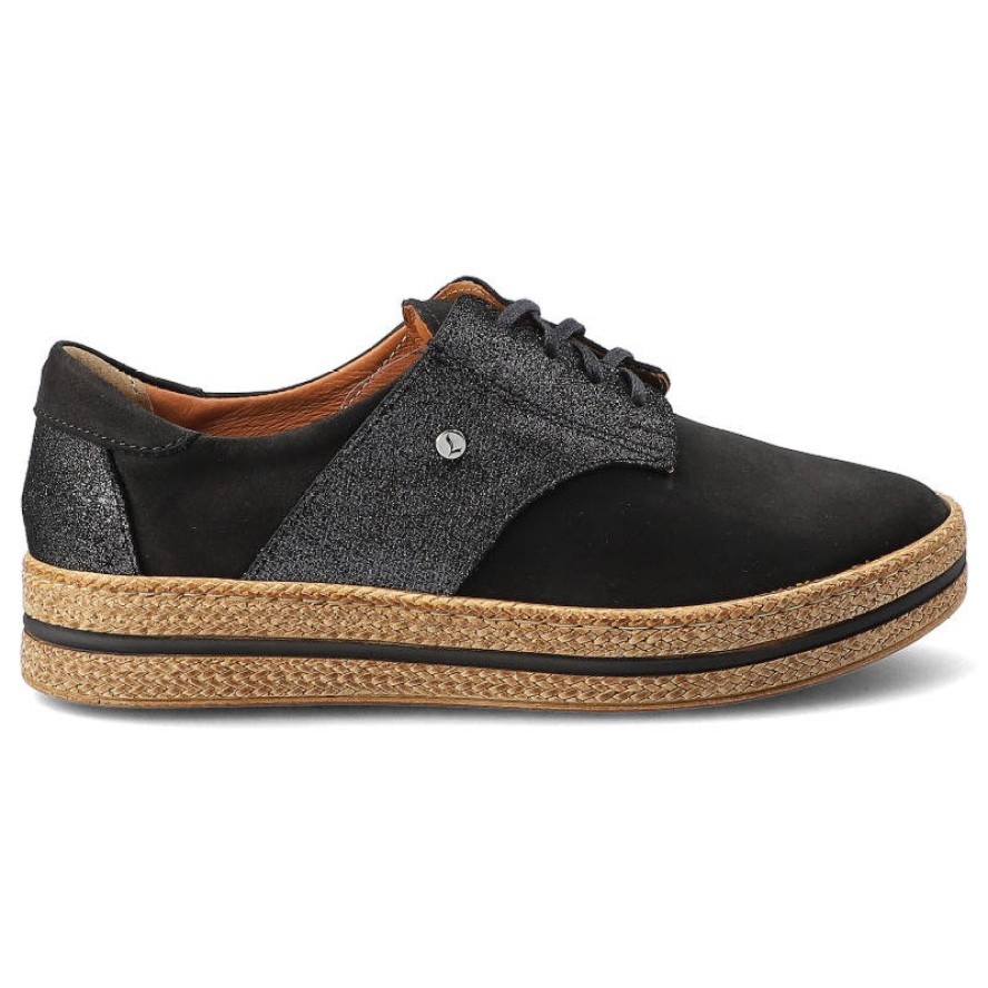 Półbuty damskie Lemar, z naturalnej skóry z miękką cholewką wsuwanym krojem i delikatnym wycięciem w przedniej części oraz elastyczną podeszwą, czarn