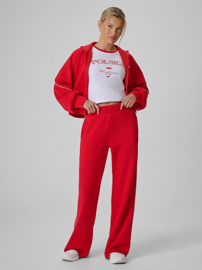 4F Bluza kibica regular bez kaptura damska - czerwona XL