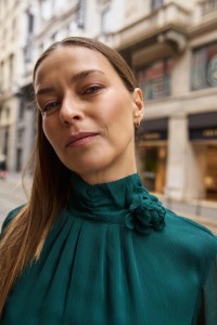 Koszula z kwiatem zielona