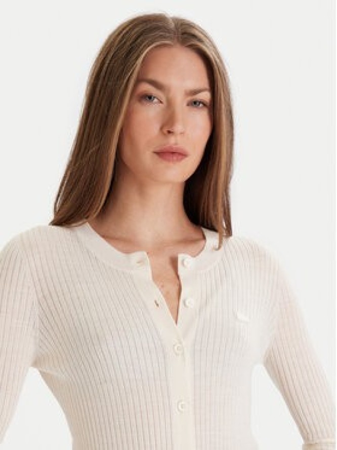 Lacoste Kardigan AF4141 Écru Slim Fit