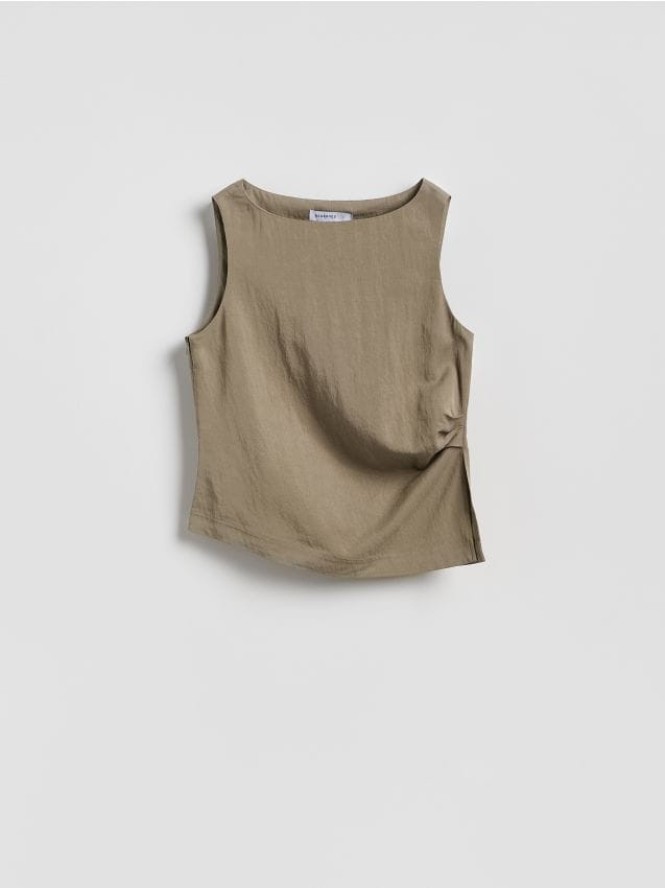 Bluzka z lyocellem - warm olive