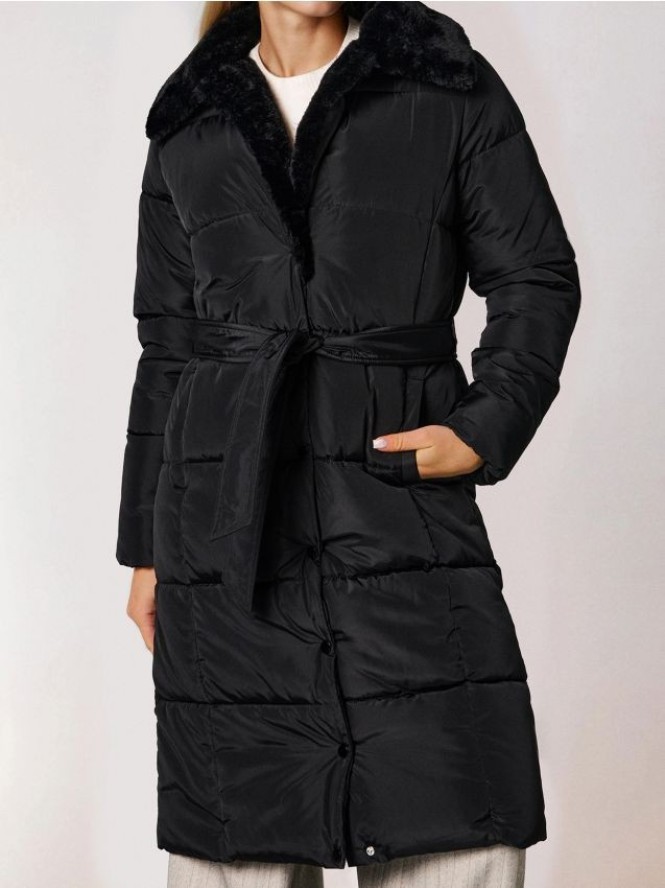 Płaszcz z paskiem - czarny