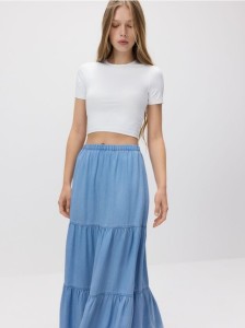 Spódnica maxi z lyocellu - niebieski