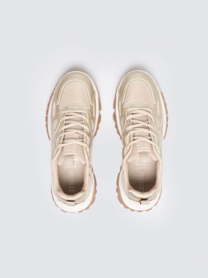 Sneakersy damskie beżowo-złote SS274014 802
