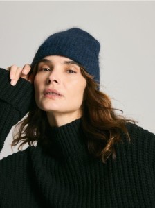 Czapka z wełną i moherem - granatowy