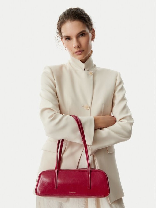 Calvin Klein Torebka Foil Logo Glossy Bauletto LV04F3638G Czerwony