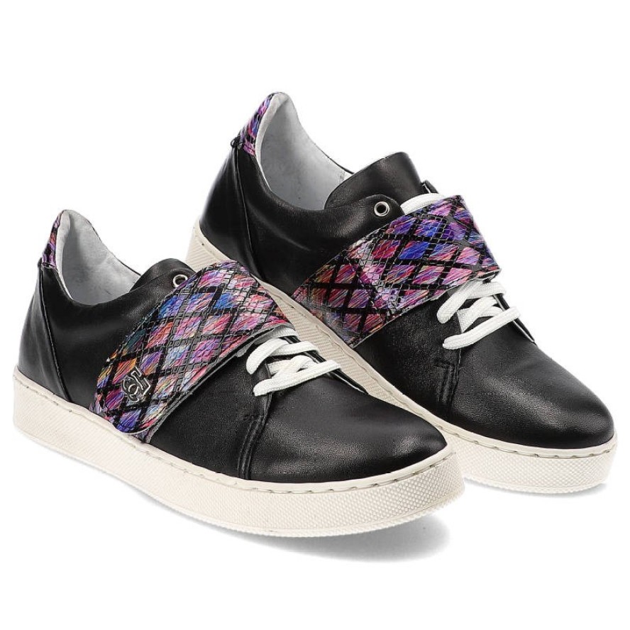 Czarne Sneakersy Simen Damskie Modne Półbuty