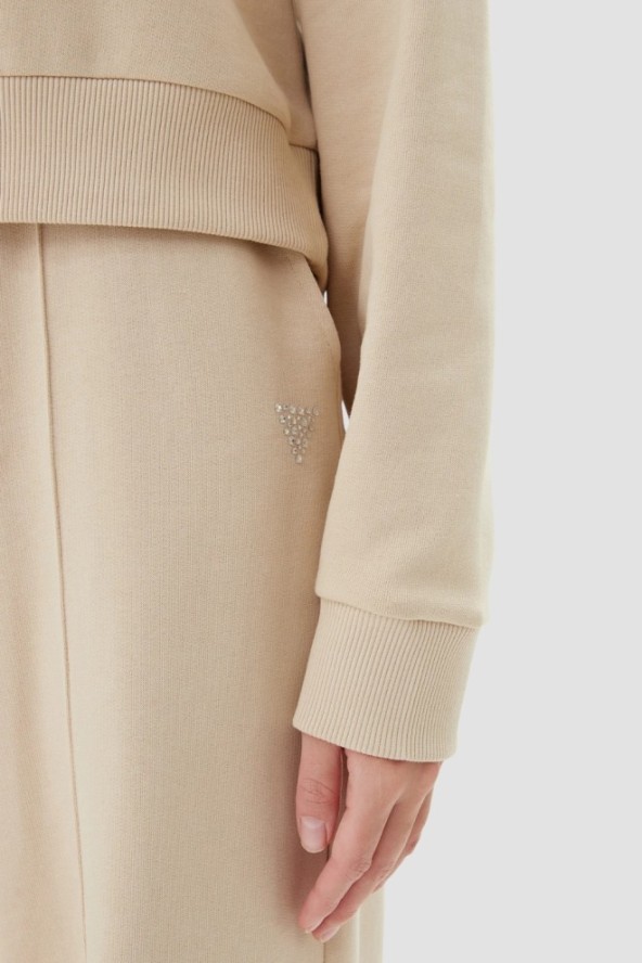 GUESS Beżowa bluza damska z cyrkoniami Primula, Rozmiar M