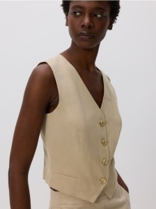 Kamizelka z dodatkiem wiskozy - beżowy