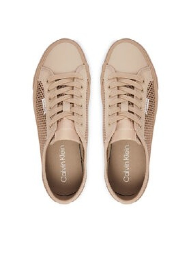 Calvin Klein Sneakersy Vulc Flatf Lace Up Lin Mesh HW0HW02971 Beżowy