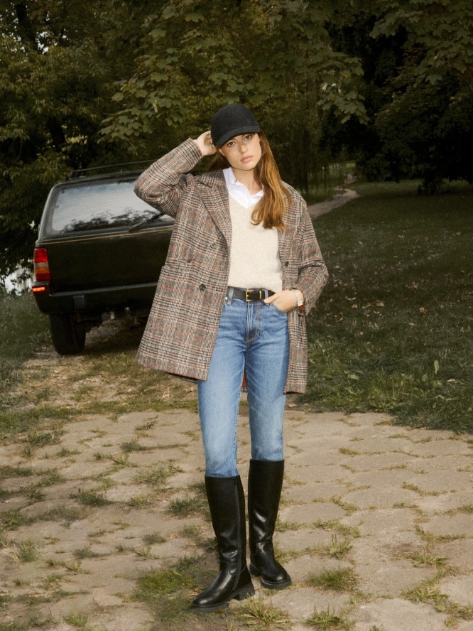 Kozaki damskie ze skóry naturalnej czarne SS274618 906