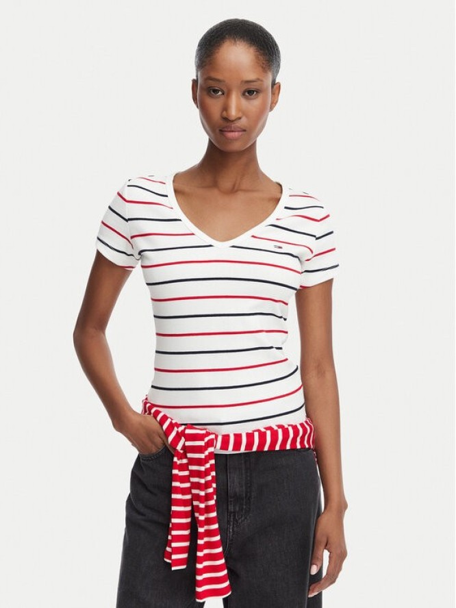 Tommy Jeans T-Shirt DW0DW17385 Biały Slim Fit