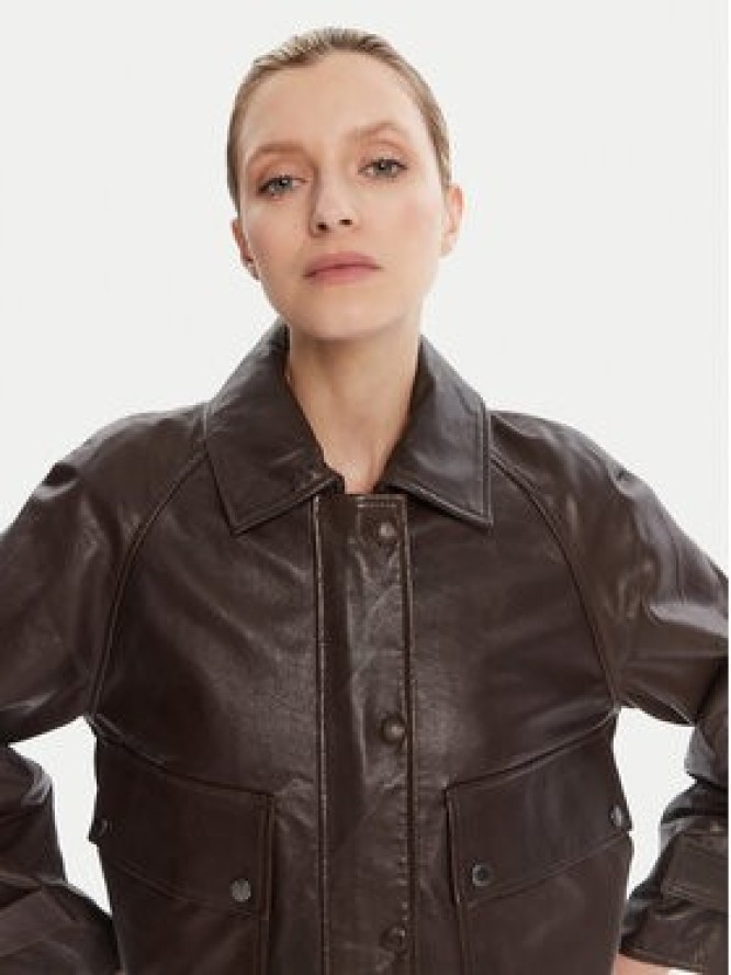 Weekend Max Mara Kurtka skórzana Berbice 2525446021 Brązowy Regular Fit