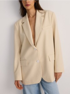 Jednorzędowa marynarka oversize - złamana biel