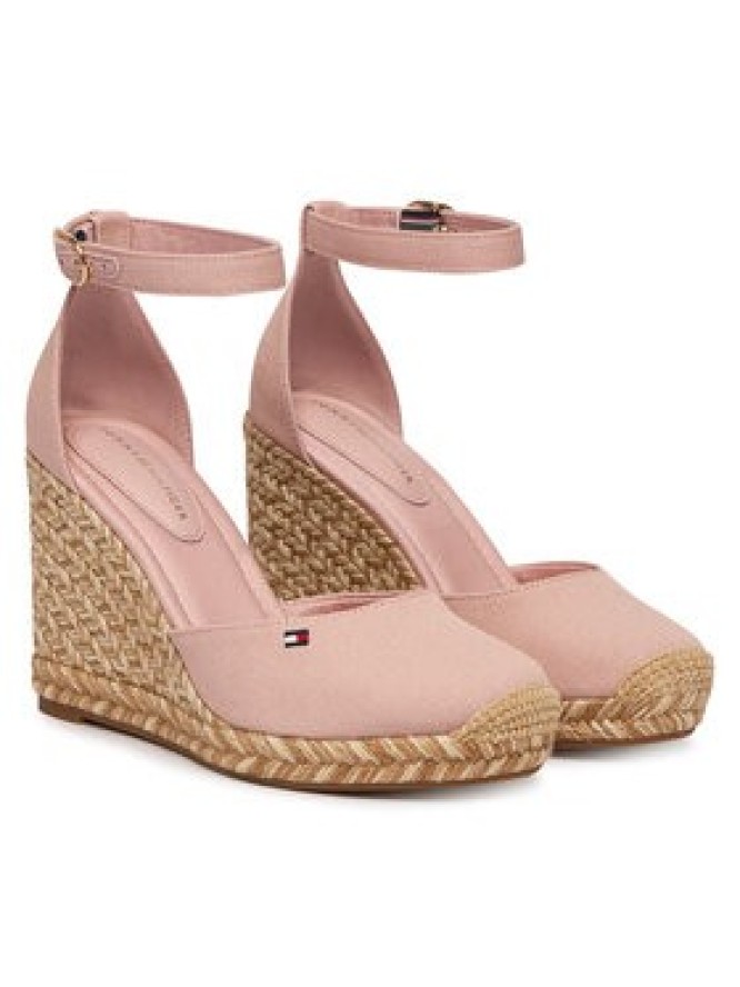 Tommy Hilfiger Espadryle Flag High Wedge Espad Closed Toe FW0FW09225 Różowy