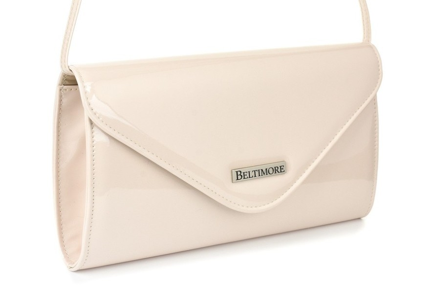 Lakierowana kopertówka ecru BELTIMORE M78