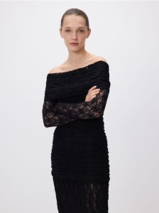 Strukturalna sukienka maxi - czarny