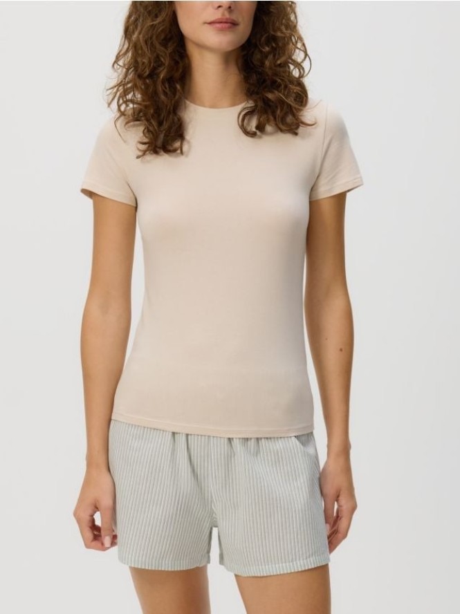 Bawełniany t-shirt 2 pack - beżowy