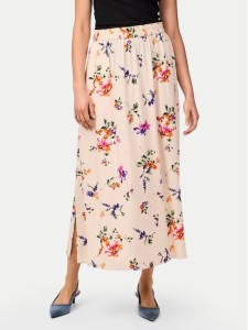 YAS Spódnica midi Asina 26034011 Écru Regular Fit