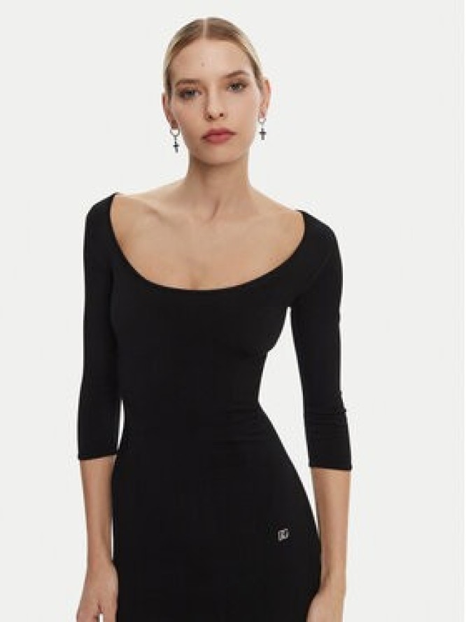 Dolce&Gabbana Sukienka dzianinowa FXS20T JFMEV N0000 Czarny Regular Fit