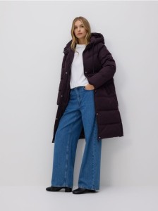 Długa kurtka z kapturem - fioletowy