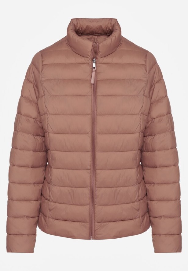 Beżowa Casualowa Kurtka Ozdobiona Pikowaniem Nelionea