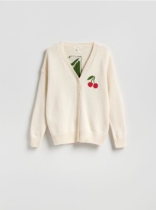 Kardigan z wełną - złamana biel