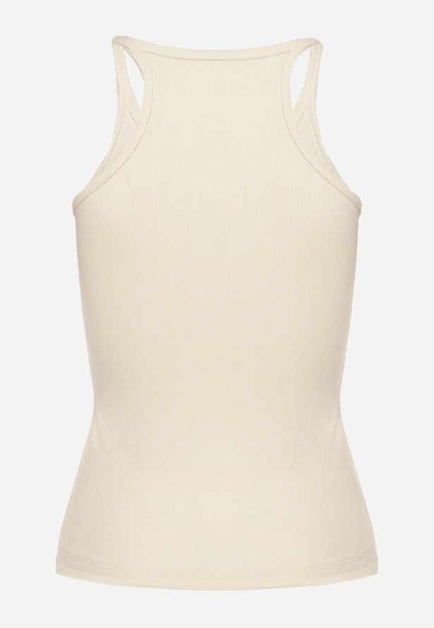 Beżowy Top z Prążkowanego Materiału Turine