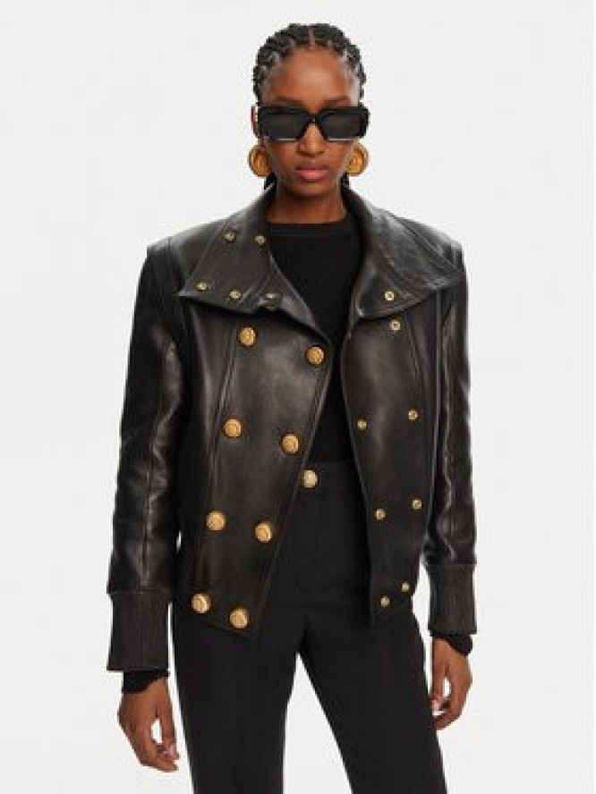 Balmain Kurtka skórzana DF0TH275LC62 Czarny Regular Fit