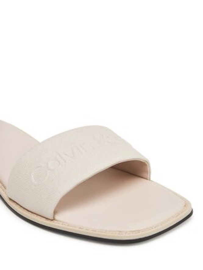 Calvin Klein Klapki Flat Slide - He HW0HW02378 Écru