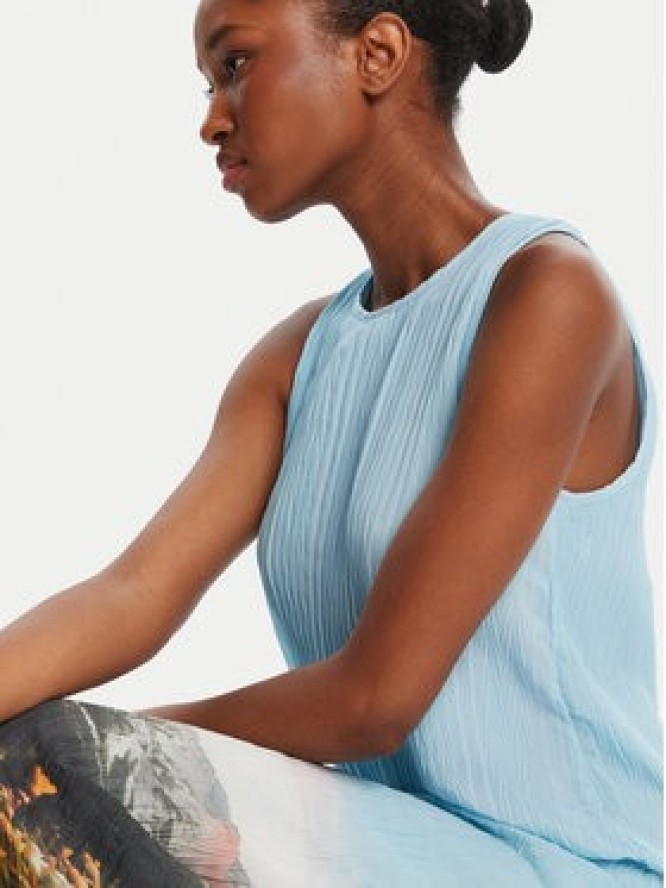 Desigual Sukienka codzienna Plisado Paisaje 25WWVW07 Błękitny Regular Fit