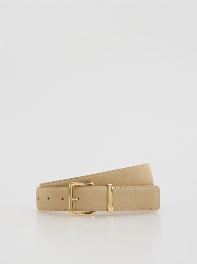 Skórzany pasek - beżowy