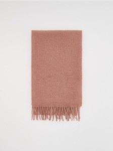Gładki szal z frędzlami - brudny róż