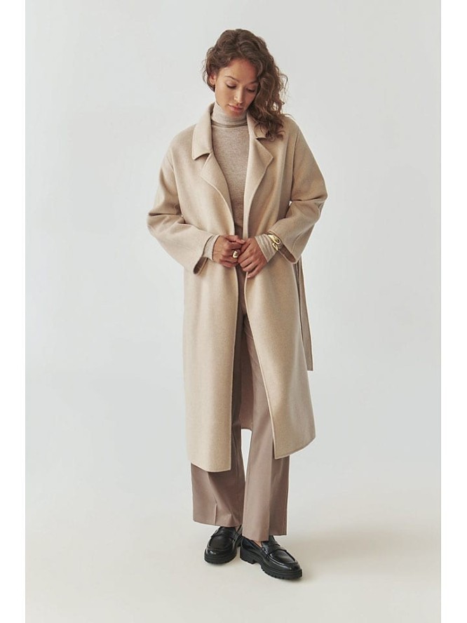 TATUUM Wełniany płaszcz w kolorze beżowym rozmiar: L
